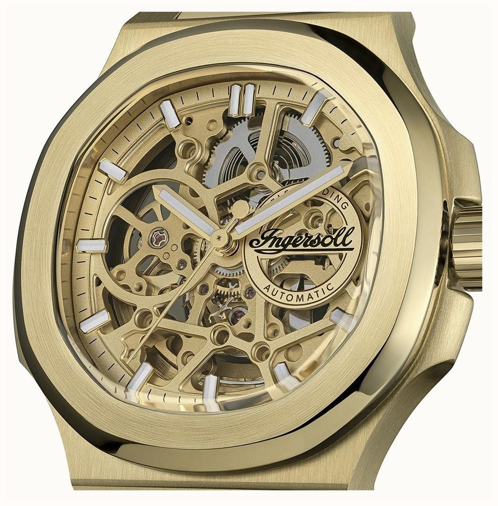 Ingersoll THE FRAME Automatic (47mm) Gold Skeleton Dial / Gold PVD Stainless Steel Bracelet I18303 - vista alternativa 3