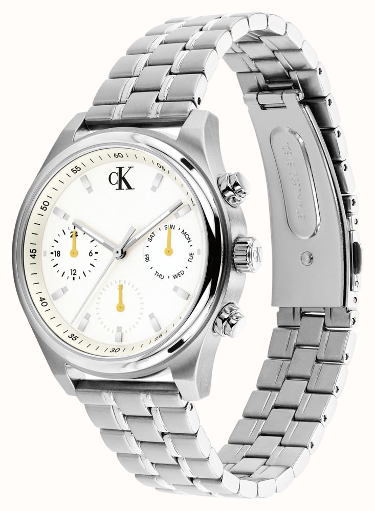 Calvin Klein Modern Vintage Multifunction Quartz (38mm) White Dial / Stainless Steel Bracelet 25200593 - vista alternativa 2
