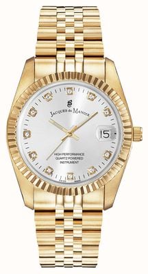 Jacques Du Manoir Inspiration Crystal (36mm) Silver Dial / Gold PVD Stainless Steel Bracelet NRO.11