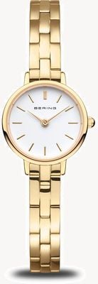 Bering Klassisch für Damen (22 mm) mit weißem Zifferblatt und goldfarbenem Edelstahlarmband 11022-734
