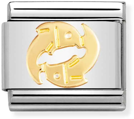 Nomination Classic Pisces 18ct Gold & Steel Charm 030104/12
