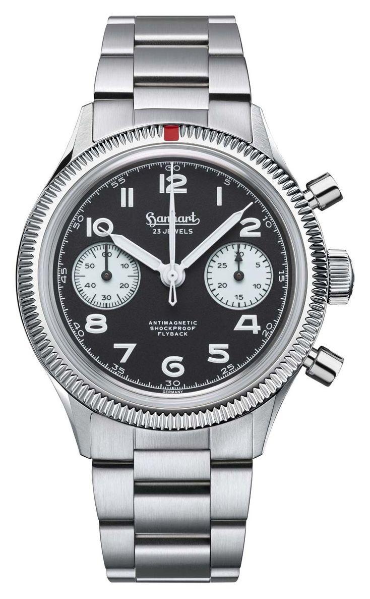 Hanhart 417 es 1954 flyback reverse panda (39 mm) cadran montre