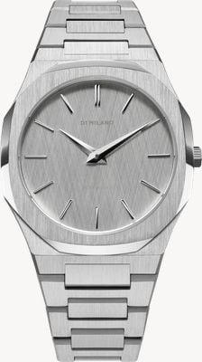 D1 Milano Ultra Thin Linen (40mm) Silver Linen Brushed Dial / Stainless Steel Bracelet UTBJ23
