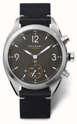 Kronaby Гибридные умные часы Apex (41 мм), черный циферблат/черный итальянский кожаный ремешок, без дисплея S3114/1 EX-DISPLAY