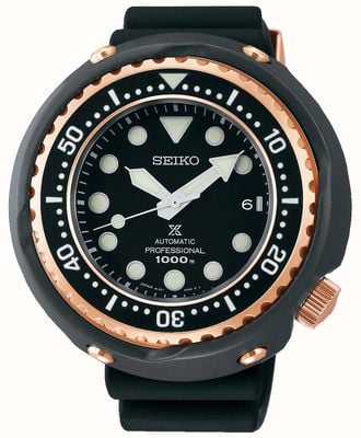 Seiko Atum prospex masculino 1000m | pulseira de silicone preta | mostrador preto | SLA042J1