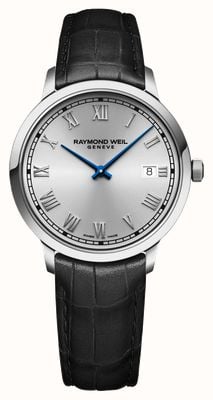 Raymond Weil Classique homme Toccata | cadran argenté | bracelet en cuir noir 5485-STC-00658
