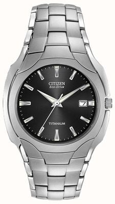 Citizen Men's Eco Drive Titanium Bracelet Black Dial BM7440-51E