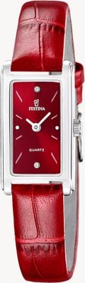 Festina Mademoiselle Quartz (25mm) Red Sunray Dial / Red Leather Strap F20769/3