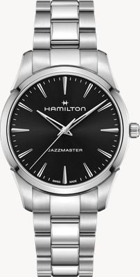 Hamilton Jazzmaster quartz (40 mm), cadran noir soleillé / bracelet en acier inoxydable H32461131