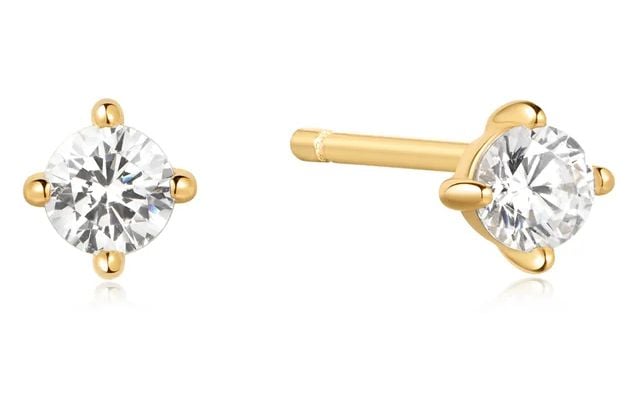 Ania Haie Gold Plated Silver Solitaire Studs E057-01G Jewellery