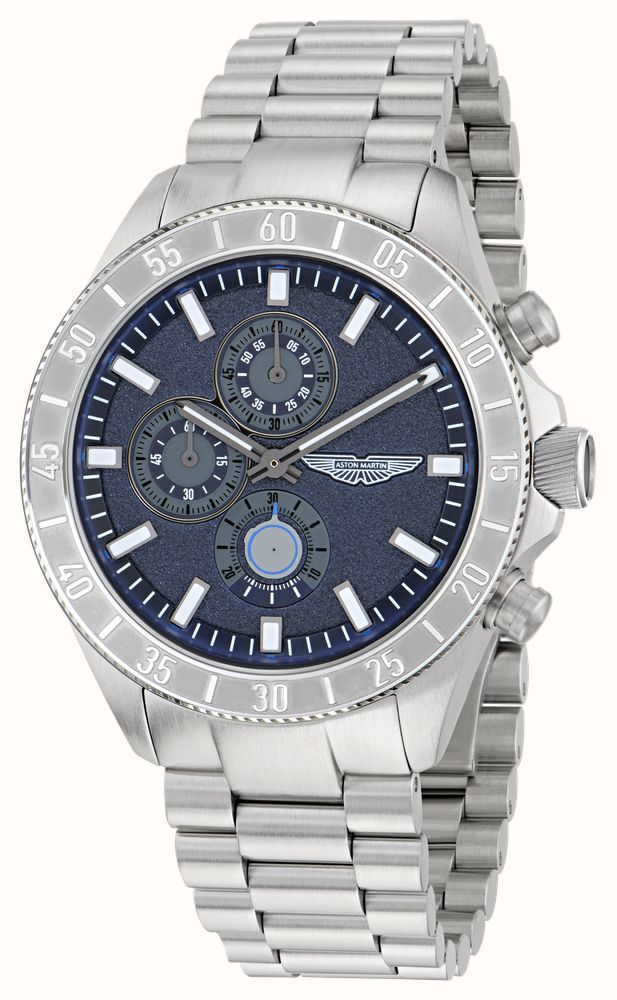 Aston Martin SPT Icon Quartz Chronograph (44.5mm) Navy Blue Dial / Steel Bracelet + Leather Strap MTIS3F607 - alternate view 2