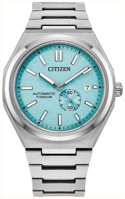 Citizen Forza Super Titanium Automatic (42mm) Textured Light Blue Dial / Super Titanium Bracelet NJ0180-80M