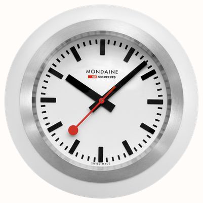 Mondaine Horloge globe (60 mm) cadran blanc / boîtier en acier inoxydable et base en silicone blanc A660.30335.16SBA