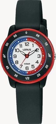 Lorus Youth 'Time Teacher' (27mm) White Dial / Black Silicone Strap RRX51JX9