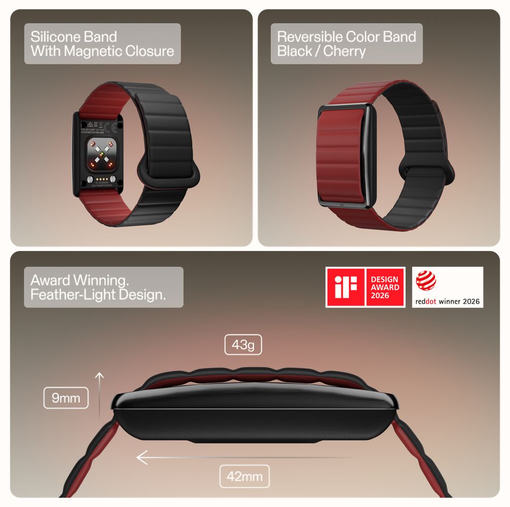 Polar Loop Black Cherry Magnetic Silicone - Screen-Free Wearable Health Band & Fitness Tracker Watch 920121267 - альтернативный вид 6