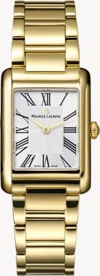 Maurice Lacroix Fiaba Square (24mm) Silver Sunbrushed 'fliniqué' Dial / Gold PVD Stainless Steel Bracelet FA1205-PVY02-110-1
