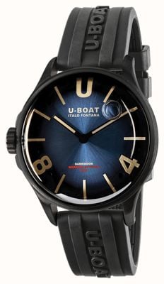 U-Boat Darkmoon pvd (40mm) cadran bleu impérial soleil / bracelet caoutchouc vulcanisé noir 9020