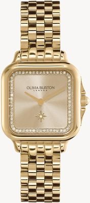 Olivia Burton Grosvenor Gold (28 mm) Champagner-Zifferblatt / goldfarbenes Edelstahlarmband 24000084