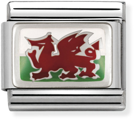 Nomination Classic Wales Flag Enamel Sterling Silver & Steel Charm 330207/02