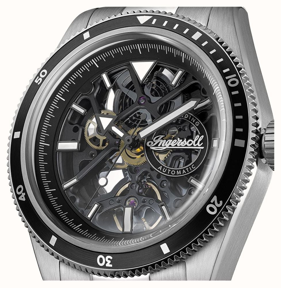 Ingersoll THE BUCK Automatic (43mm) Black Skeleton Dial / Stainless Steel Bracelet I18001 - vista alternativa 2