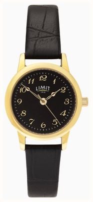 Limit Klassisches Quarzwerk (26 mm) mit schwarzem Zifferblatt / Armband aus schwarzem PU-Leder mit Krokodilprägung 60272