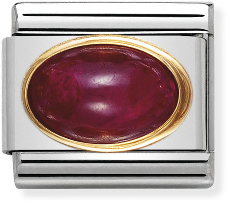 Nomination Classic OVAL STONES In Stainless Steel With 18ct Gold RUBY Charm 030504/10