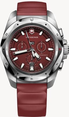 Victorinox I.n.o.x. mostrador crono (43 mm) vermelho / pulseira de borracha vermelha 241986