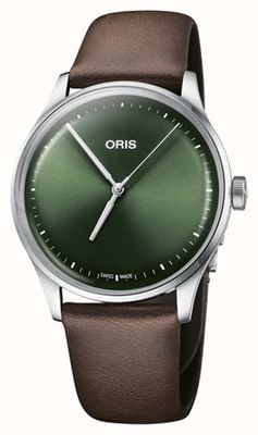 ORIS Автоматический Artelier s (38 мм), циферблат зеленого цвета / коричневая кожа 01 733 7762 4057-07 5 20 70FC
