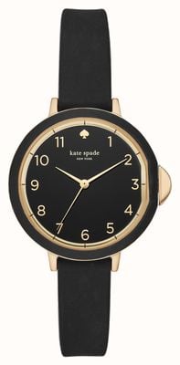 Kate Spade Park Row (34 mm) zwarte wijzerplaat / zwarte siliconen band KSW1352