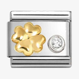 Nomination Classic Four-Leaf Clover 18ct Gold & Steel Charm 630301/03