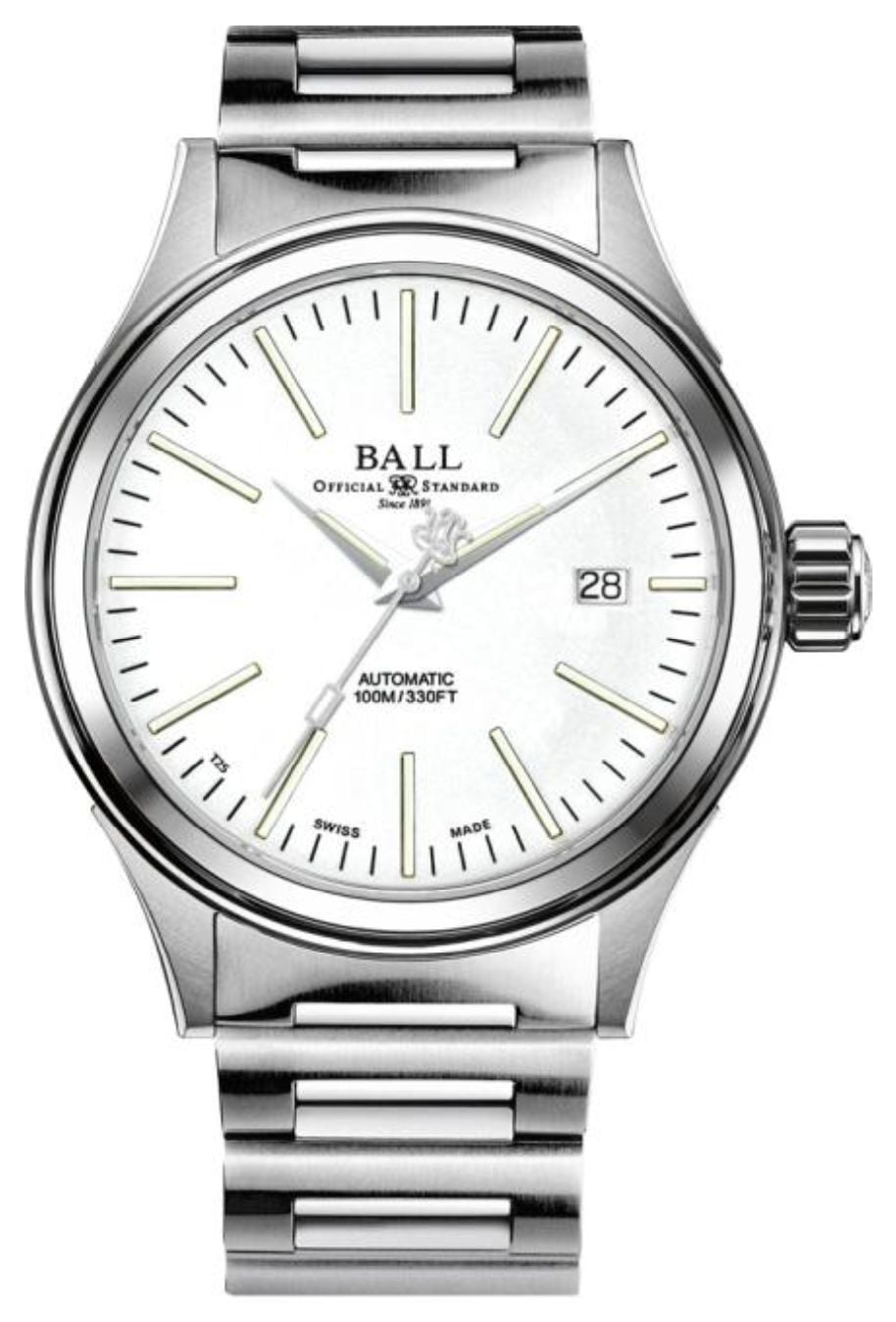 Ball Watch Company Cadran blanc automatique de 40 mm de montre
