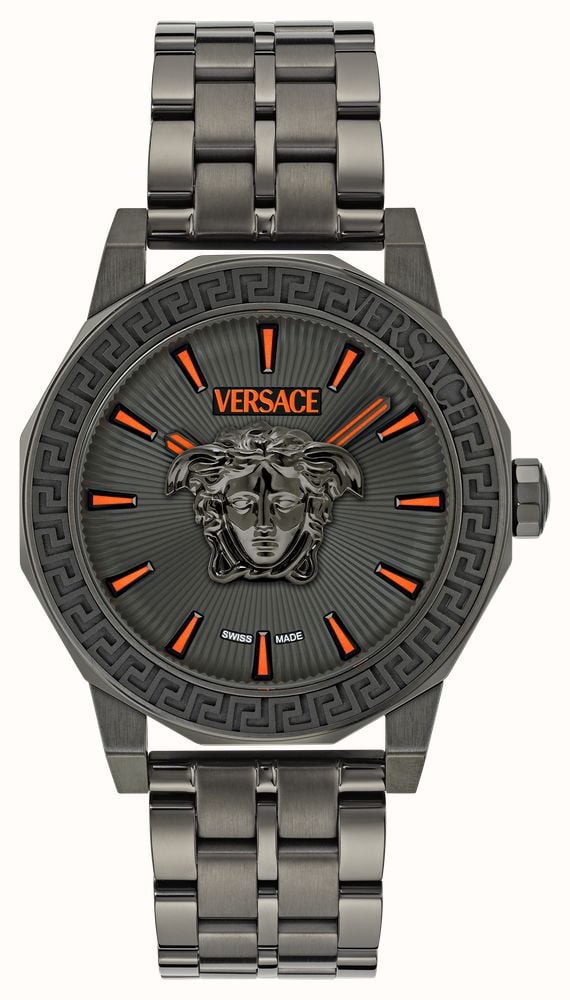 Versace Men s MEDUSA DECO 43mm Grey Dial Grey Tone Stainless Steel Bracelet VE9I00524