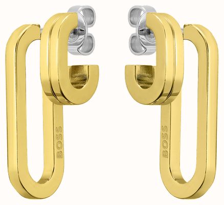 BOSS Jewellery Women's Hailey Gold-Tone Stainless Steel Link-Style Drop Stud Earrings 1580325