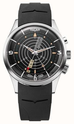 Vulcain Nautical Heritage Cricket Alarm Calibre (42mm) Black Beige Patina Dial / Black Integrated Rubber Strap Watch 101252SB07.BAR101
