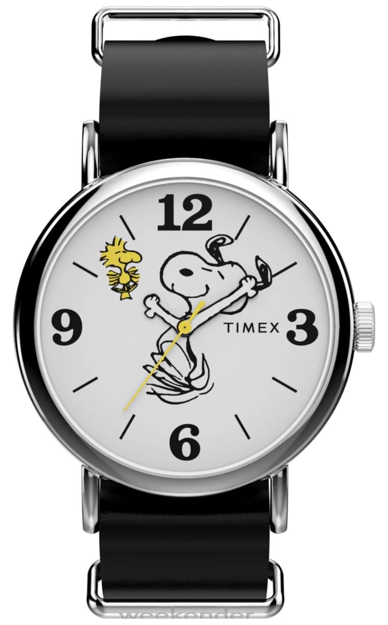 Timex x Peanuts Weekender Snoopy 40mm White Dial Black Watch Timex x Peanuts Weekender Snoopy 40mm White Dial Black Watch