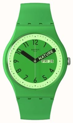 Swatch Trots groene groene wijzerplaat / groene siliconen band SO29G704