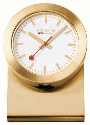 Mondaine Zegar magnetyczny Sbb (50 mm) z białą tarczą i aluminiową obudową w kolorze złotym A660.30318.82SBG