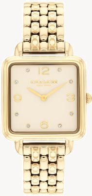 Coach Cass (28mm) champagne wijzerplaat / gouden PVD roestvrijstalen band 14504495