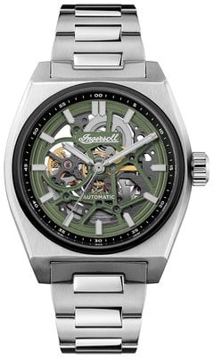 Ingersoll THE VERT Skeleton Automatic (43mm) Green Dial / Stainless Steel Bracelet I14304