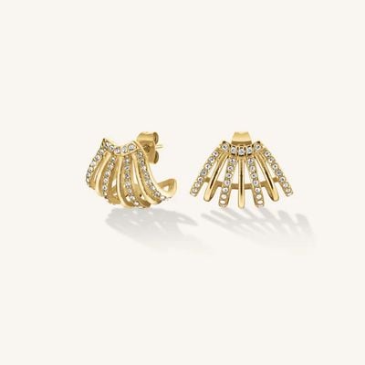 Rosefield Jewellery Caged Crystal Gold Stainless Steel Earrings JECCG-J1029