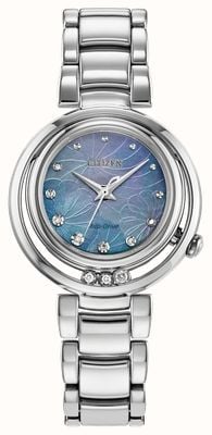 Citizen Women's L Arcly Eco-Drive (29.8mm) Blue Mother-of-Pearl Dial / Stainless Steel Bracelet EM1110-56N