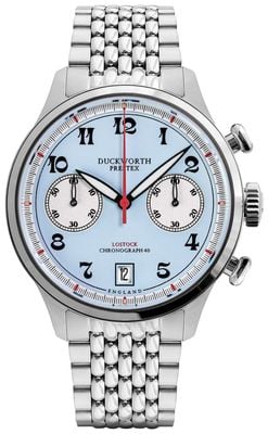 Duckworth Prestex Lostock Quarz-Chronograph (40 mm) mit blauem Bolton-Zifferblatt / Edelstahlarmband D547-03 ST