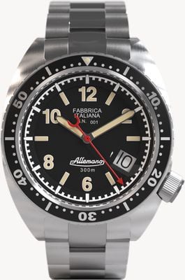 Allemano Montre 1973 Black Shark Diver (42mm) cadran noir / bracelet acier inoxydable SH-A-1973-P-N