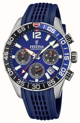 Festina Chronographe homme | bracelet en silicone bleu | cadran bleu F20517/1