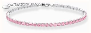 THOMAS SABO Bracciale Tennis Donna In Argento Sterling 925 Con Zirconi Rosa - Regolabile 16-19 Cm - Modello A2029-051-9-L19V