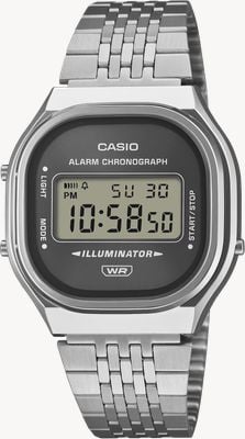 Casio Хронограф-будильник серии A140 с подсветкой (36,8 мм) серый циферблат sunray / браслет из нержавеющей стали A140WE-8AEF