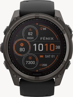 Garmin Fenix 8 51mm solare zaffiro premium multisport gps smartwatch grigio carbonio con silicone nero 010-02907-11