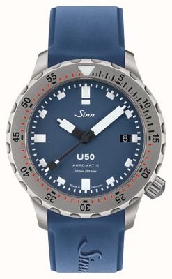 Sinn U50 b automatique (41 mm) cadran bleu mat / bracelet en silicone bleu 1050.0101 BLUE SILICONE