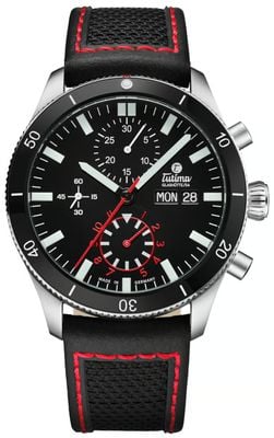Tutima Glashütte Grand Flieger Airport automatische chronograaf (41 mm) fluweelzwarte wijzerplaat / zwarte kevlar band 6407-05