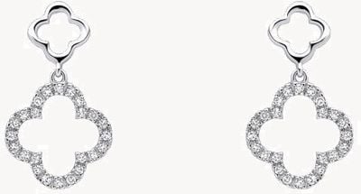Elements Gold Diamond Quatrefoil Drop Earrings In 9ct Gold GE2508C